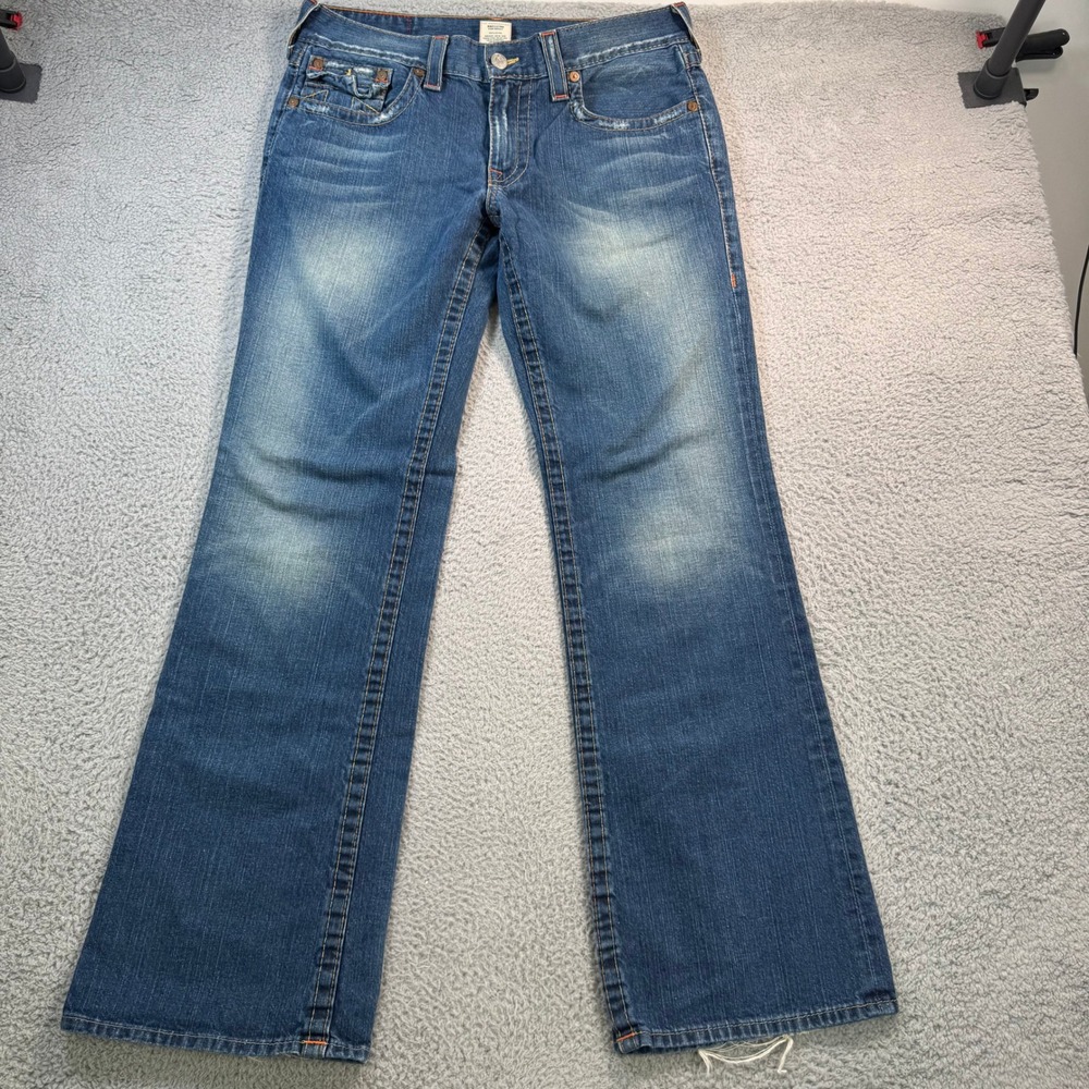 True Religion Billy Bootcut Jeans Mens 33x33 Medium Wash Made in USA Blue Denim
